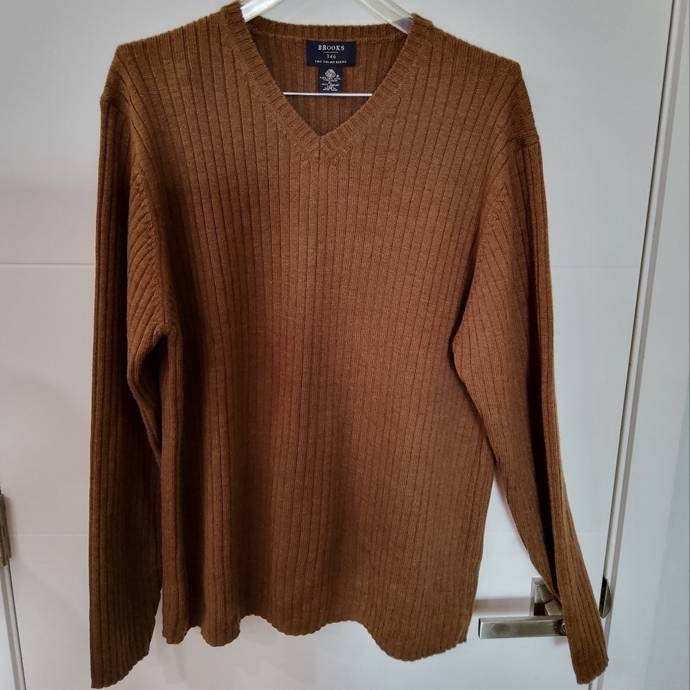 Brooks Brothers 346 Ribbed Wool Knit Sweater Pullover Size XL